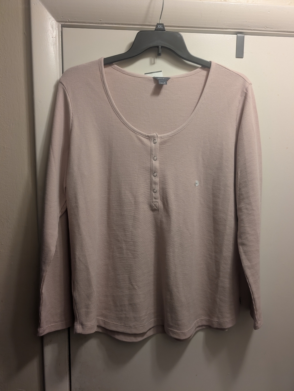 2/$20 Eddie Bauer Long Sleeve Henley Top - Light Blush Pink